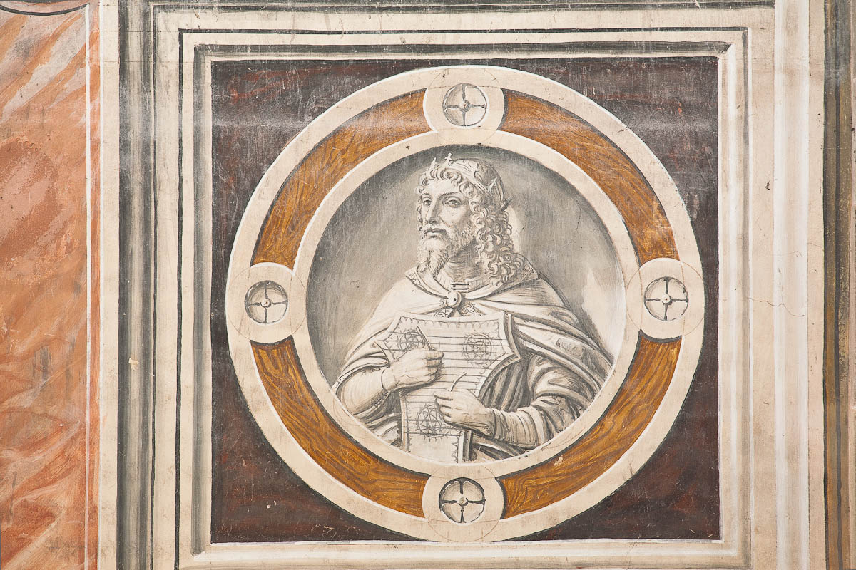 re Davide (dipinto murale, elemento d'insieme) di Bernardino di Stefano da Fossano detto Bergognone Bernardino (attribuito) (sec. XV)