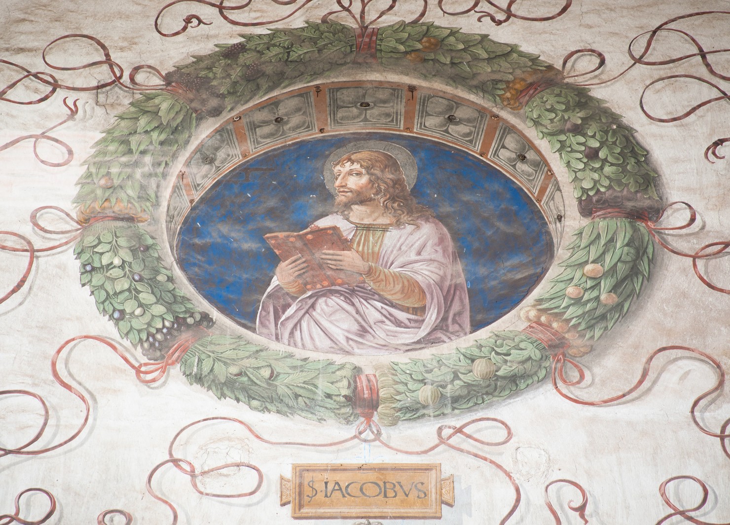 San Giacomo Maggiore (dipinto murale, elemento d'insieme) di Bernardino di Stefano da Fossano detto Bergognone Bernardino (attribuito) (sec. XV)