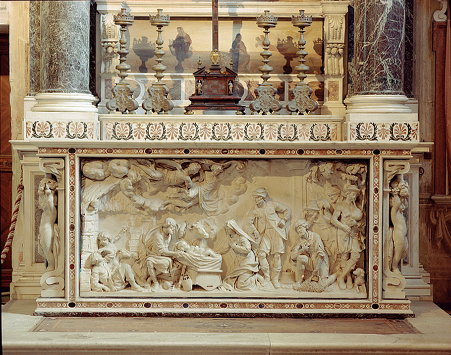 adorazione dei pastori (paliotto, elemento d'insieme) di Bussola Dionigi (attribuito) (sec. XVII)