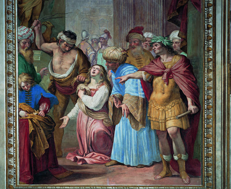 Flagellazione di Santa Caterina d'Alessandria (dipinto murale, elemento d'insieme) di Carlone Giovanni Battista (sec. XVII)