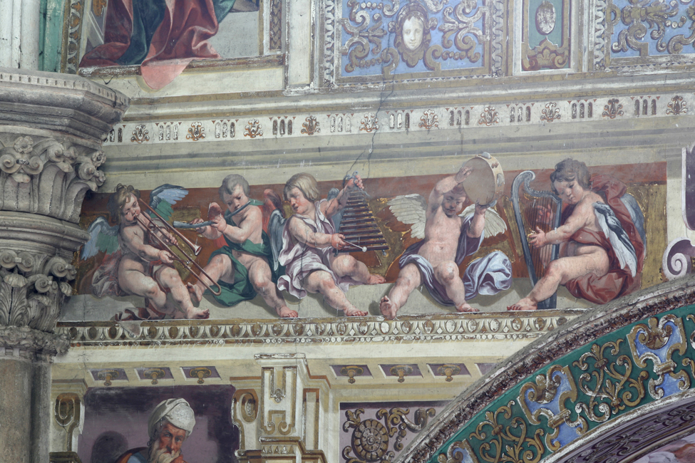 angeli musicanti e busto del Beato Stefano Maconi (dipinto, elemento d'insieme) di Crespi Daniele (e aiuti), Valletta Francesco (attribuito) (sec. XVII)