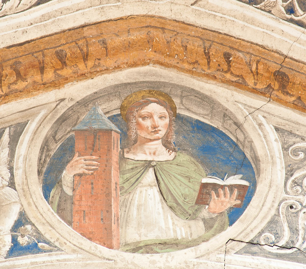 Santa Barbara (dipinto murale, elemento d'insieme) di De Mottis Iacopino (attribuito) (sec. XV)