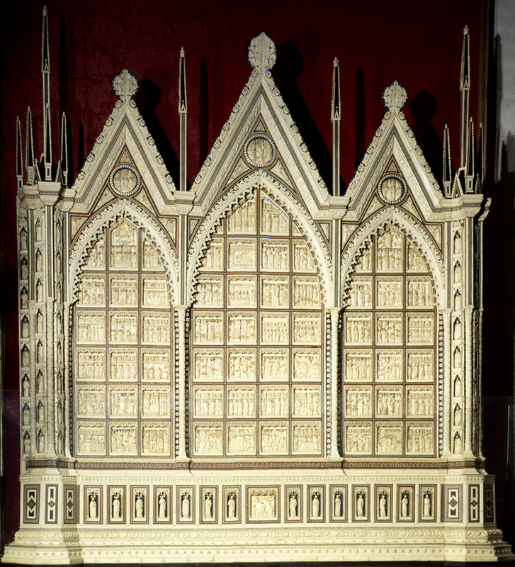 storie della vita di Gesù, storie della vita di Maria Vergine e di Cristo, storie della vita dei Re Magi, santi (trittico, insieme) di Embriachi Baldassarre (inizio sec. XV)