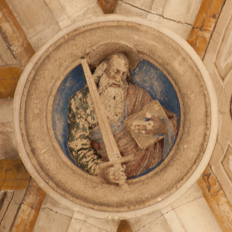 San Paolo (chiave di volta, opera isolata) di Mantegazza Cristoforo (attribuito) (sec. XV)