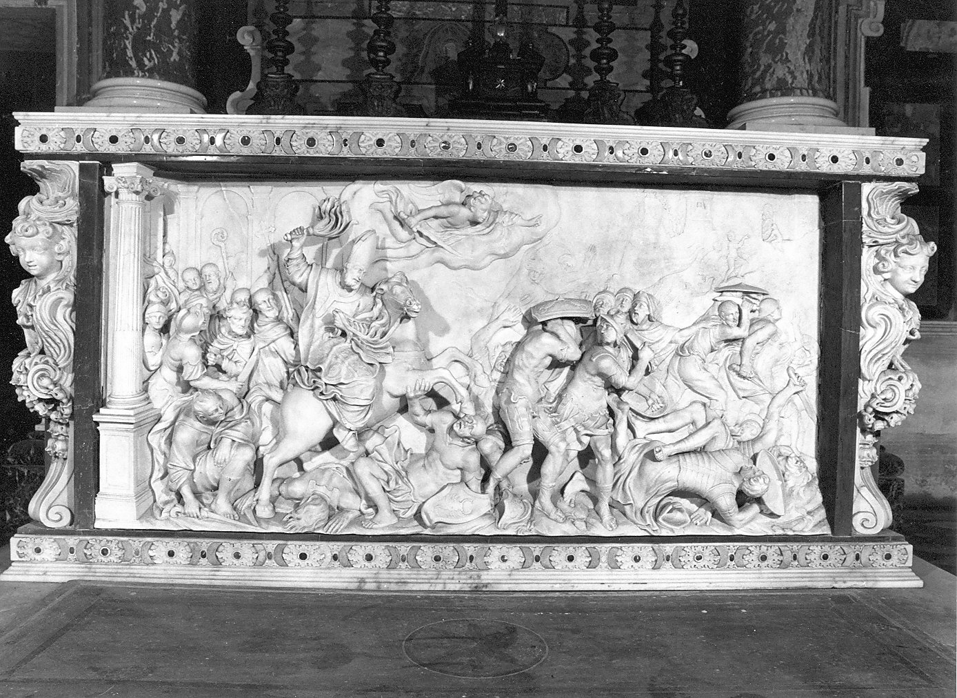 battaglia di Parabiago (paliotto, elemento d'insieme) di Rusnati Giuseppe, Sacchi Carlo (sec. XVII)