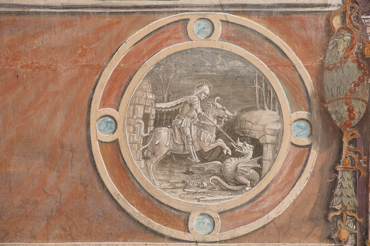 San Giorgio e il drago (dipinto murale, elemento d'insieme) di Zenale Bernardino (attribuito) (sec. XV)
