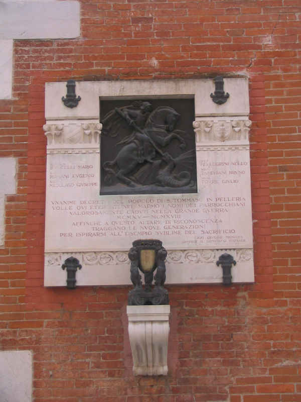 San Giorgio e il drago (monumento ai caduti - a lapide) di Scapecchi Gaetano (sec. XX)