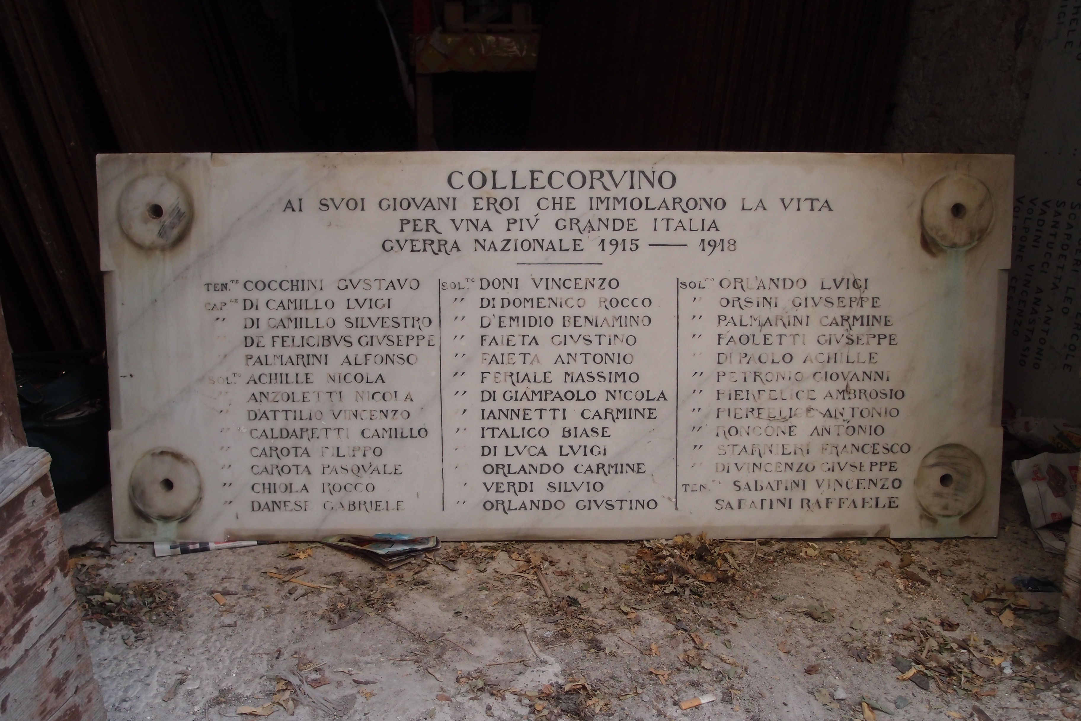 lapide commemorativa ai caduti - ambito abruzzese (sec. XX)