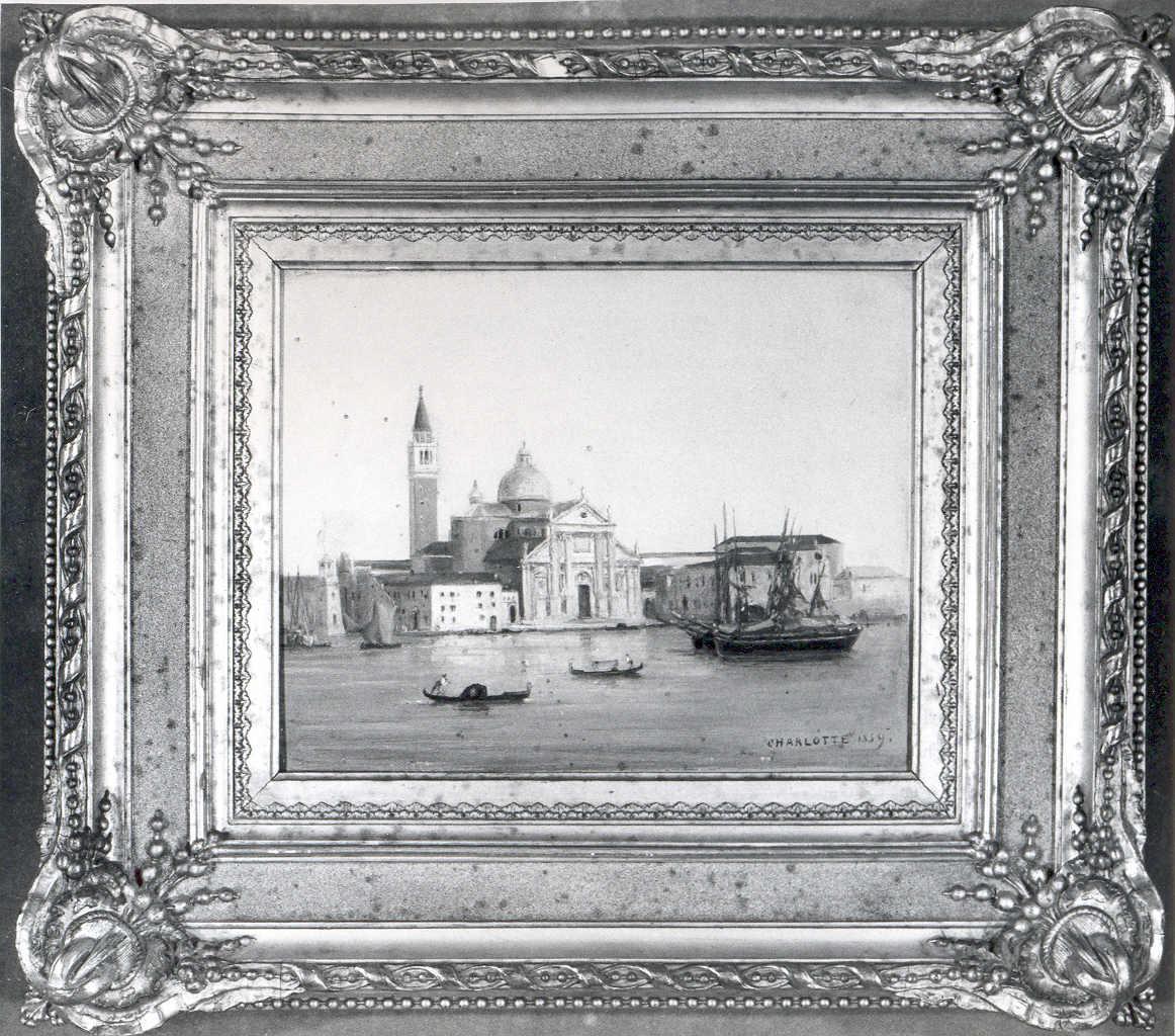 La chiesa di San Giorgio a Venezia, veduta della chiesa di San Giorgio a Venezia (dipinto) di Carlotta del Belgio - ambito veneto (terzo quarto sec. XIX)