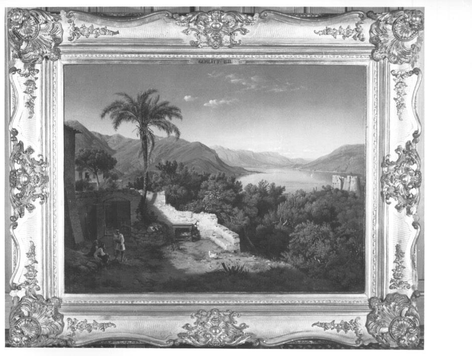 Paesaggio, Palme von Castelnuovo, Castelnuovo (dipinto) di Gurlitt, Ludwig - ambito tedesco (terzo quarto sec. XIX)