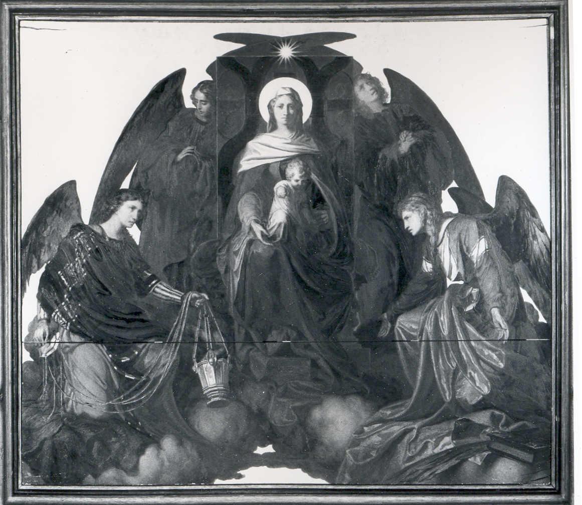 Vergine in trono e angeli, Madonna con Bambino in trono e angeli (dipinto) di Heinrich, Eduard - ambito austro-ungarico (seconda metà sec. XIX)
