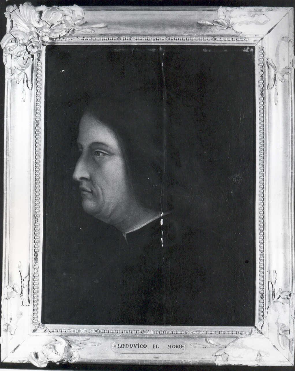 Ritratto di Ludovico il Moro, Ritratto d'uomo di profilo su fondo scuro (dipinto) - ambito europeo (seconda metà sec. XIX)