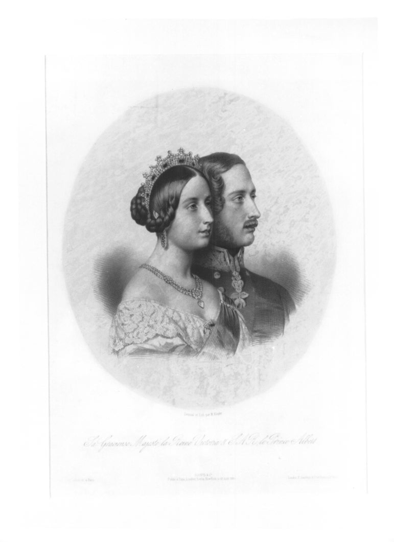 ritratto della Regina Vittoria e del Principe Alberto (stampa) di Alophe Marie Alexandre - ambito francese (sec. XIX)