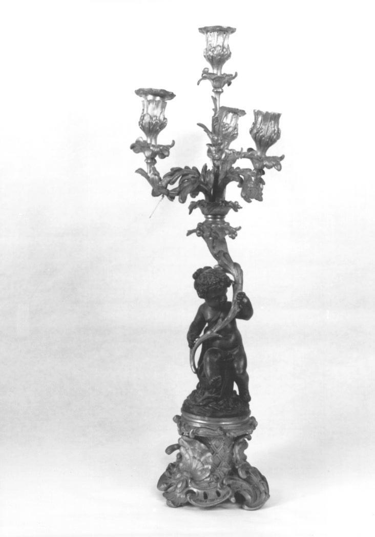 candelabro a cinque luci (candelabro - a statuetta) - ambito europeo (seconda metà sec. XIX)