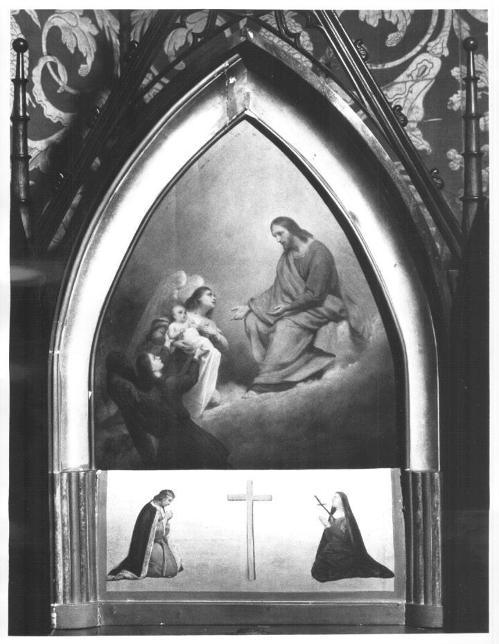 due angeli presentano un neonato a Gesù (dipinto) - ambito europeo (prima metà sec. XIX)