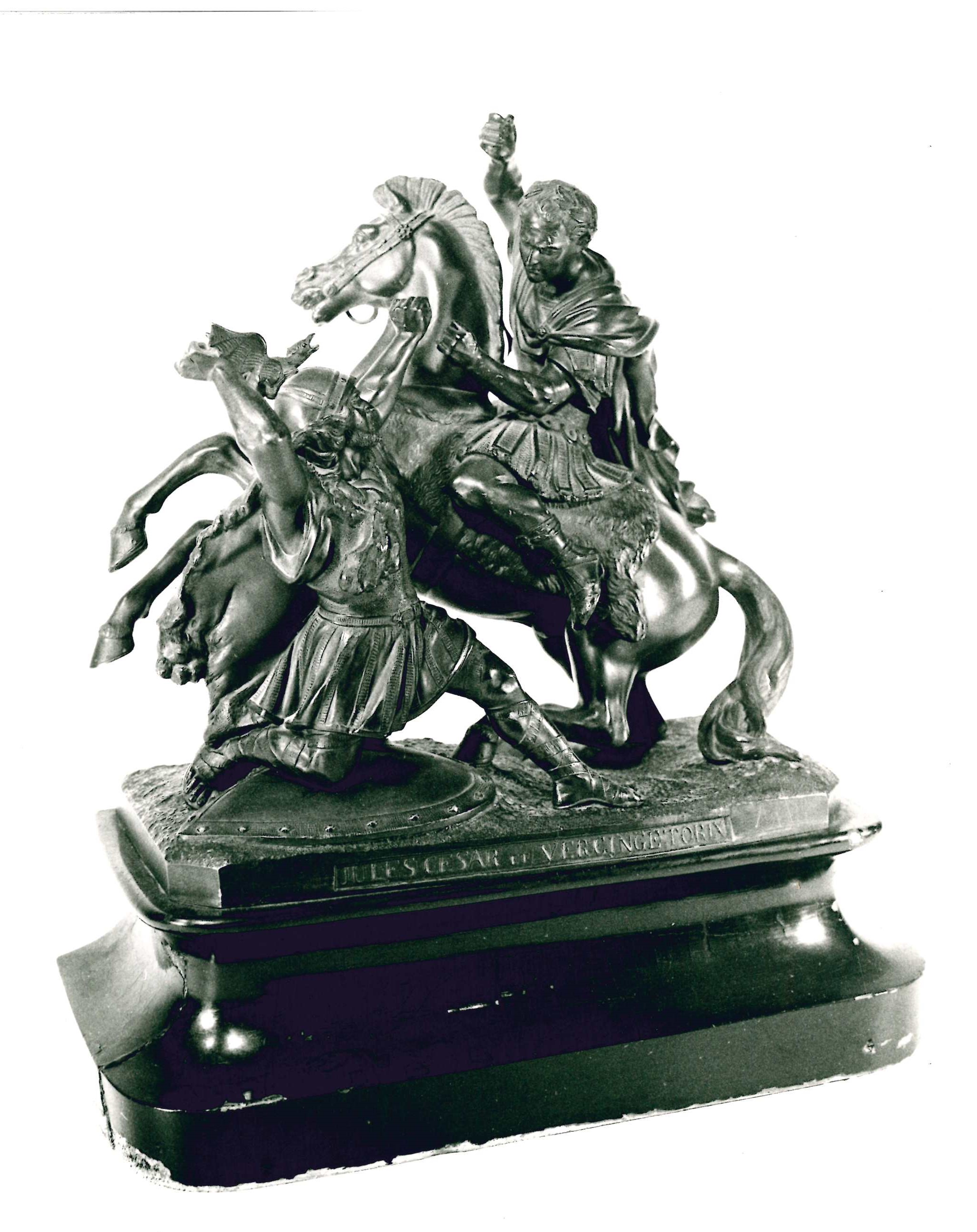 Statua equestre di condottiero, guerriero barbaro a cavallo (statuetta) - ambito europeo (metà sec. XIX)