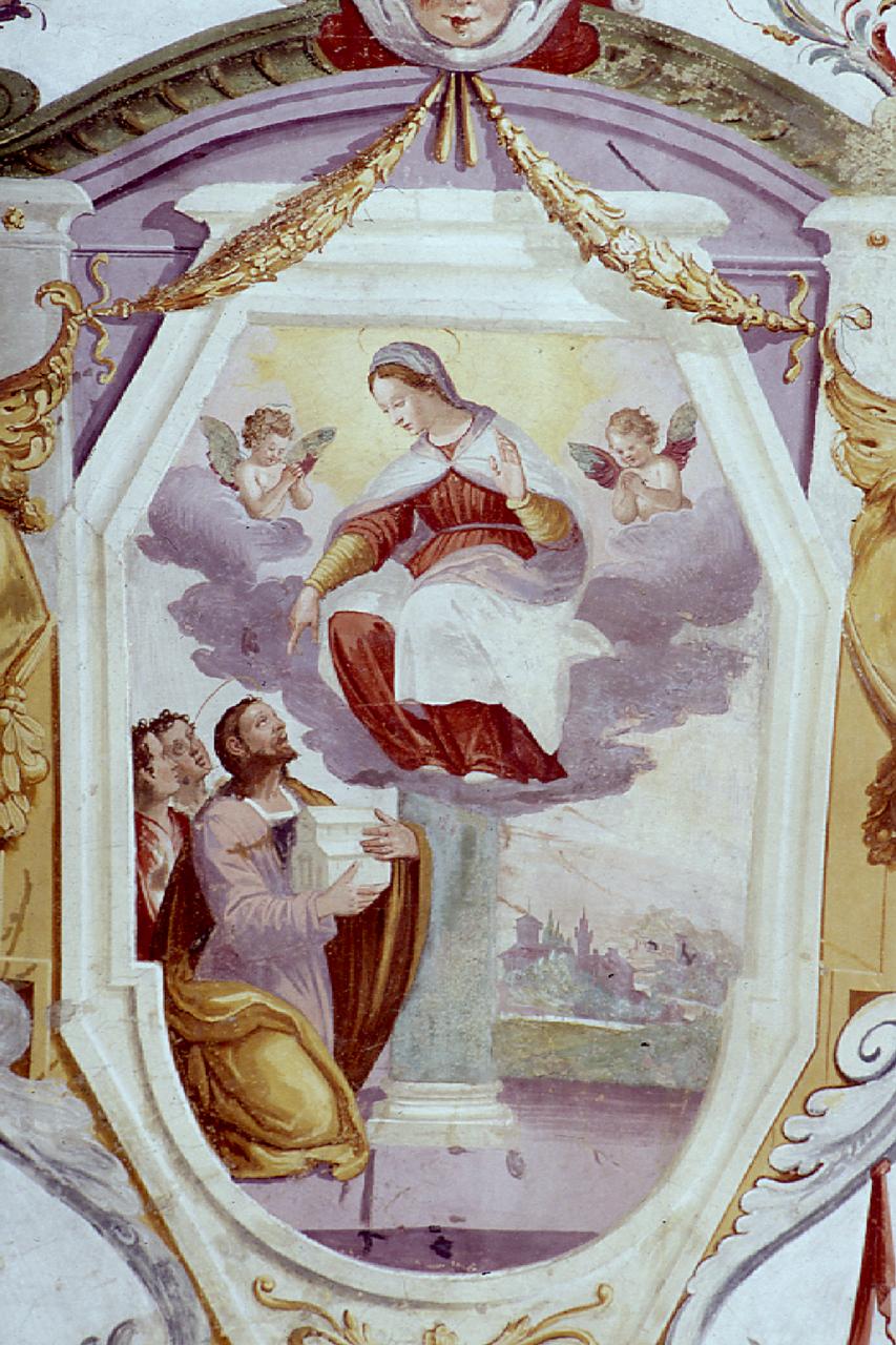 Madonna del Pilar, apparizione della Madonna su una colonna a San Giacomo il Maggiore (dipinto) di Allori Alessandro (sec. XVI)