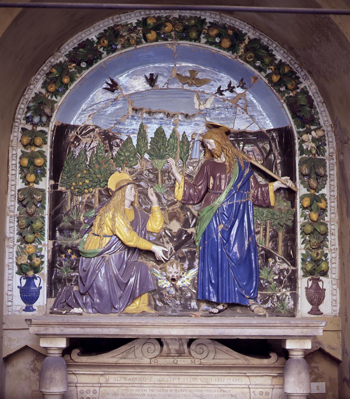 apparizione di Cristo risorto a Santa Maria Maddalena (rilievo) di Della Robbia Giovanni (bottega) (seconda metà sec. XV)