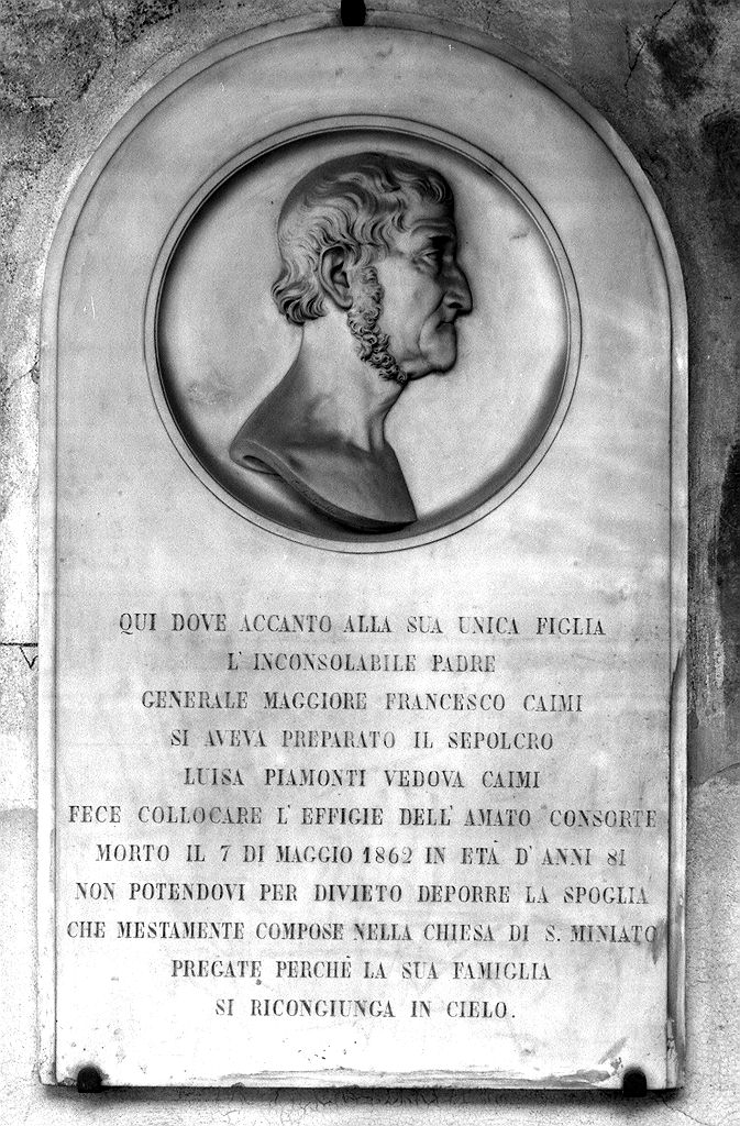 ritratto di Francesco Caimi (stele funeraria) di Santarelli Emilio (sec. XIX)