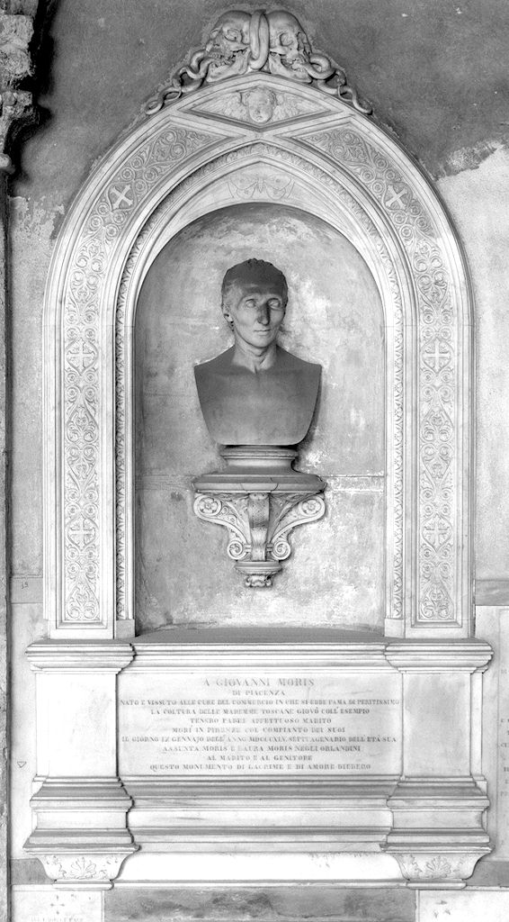 busto ritratto di Giovanni Moris (monumento funebre - a edicola centinata) - ambito toscano (sec. XIX)