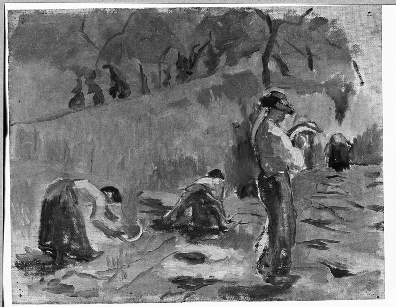 contadini al lavoro (dipinto) di Chaplin Elisabeth (sec. XX)
