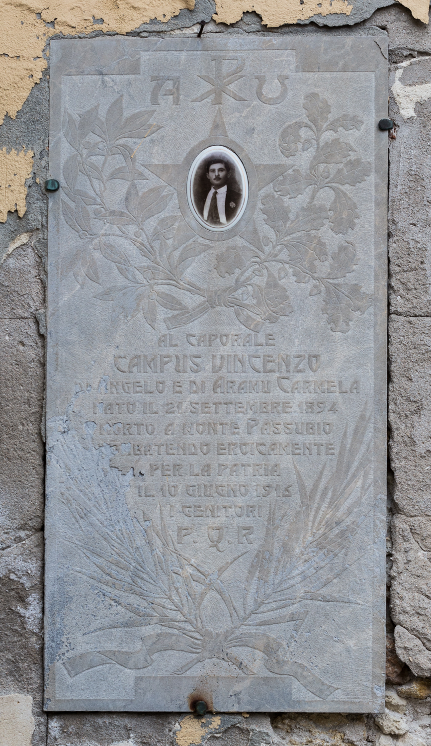 Vincenzo Campus, soggetto assente (monumento ai caduti - a lapide) - ambito cagliaritano (sec. XX)
