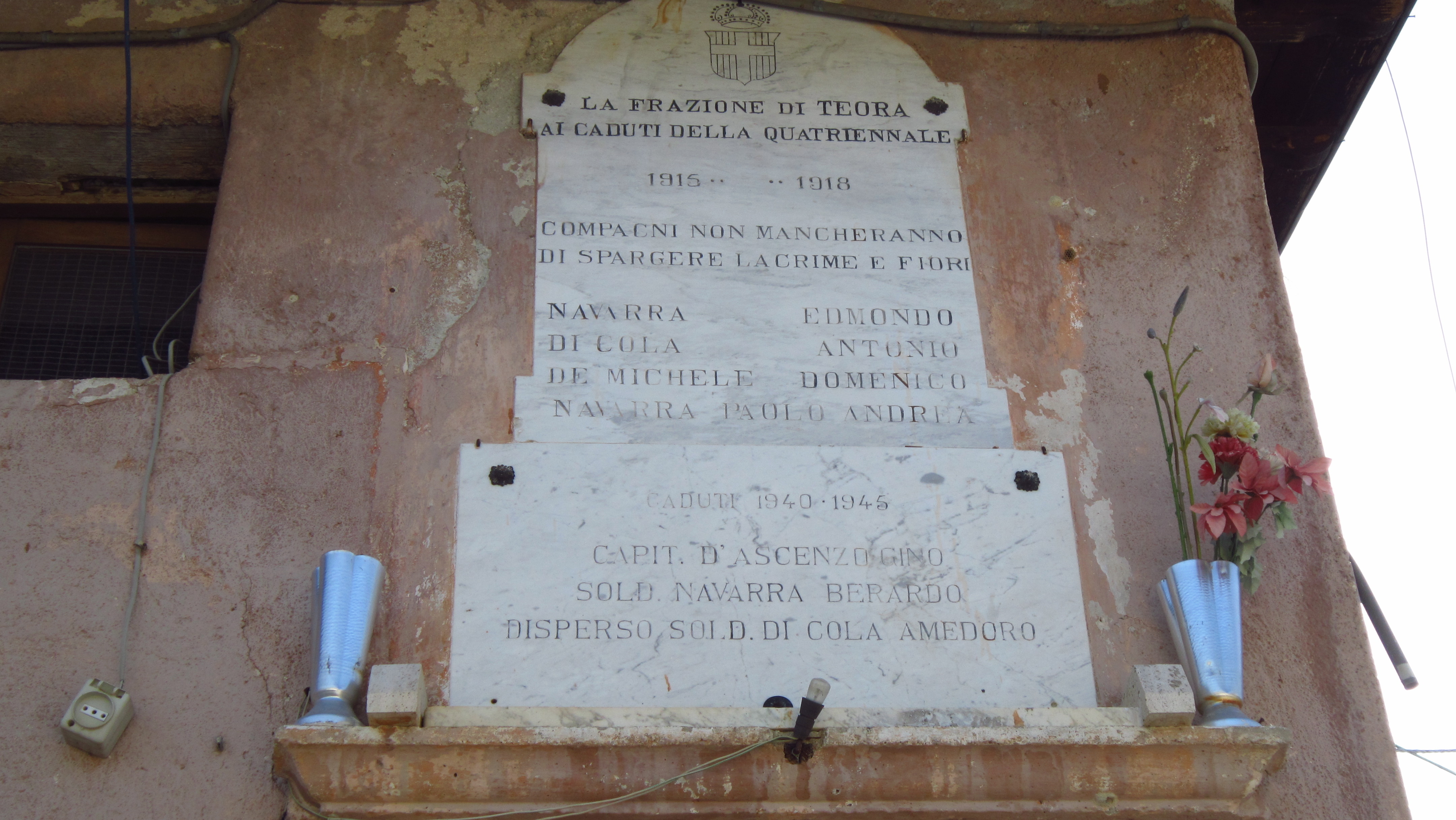 lapide commemorativa ai caduti - ambito abruzzese (seconda metà XX)