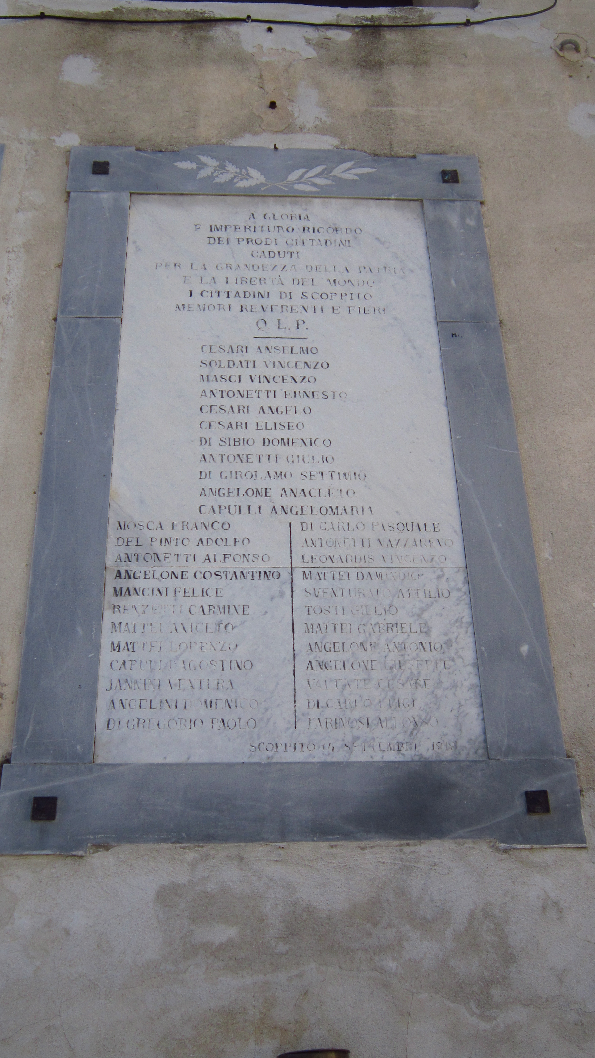 lapide commemorativa ai caduti - ambito abruzzese (XX)