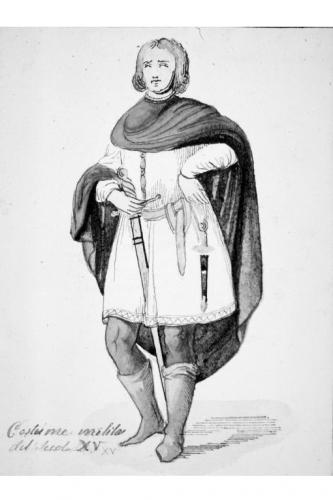 Costume militare del secolo XV, gentiluomo (dipinto) di Cavoti Pietro (attribuito) (seconda metà sec. XIX)