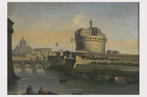 Paesaggio con Castel Sant'Angelo (dipinto) - ambito Italia meridionale (sec. XX)