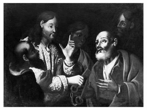 Cristo consegna le chiavi a San Pietro (dipinto) - ambito di Gravina in Puglia (sec. XVII)