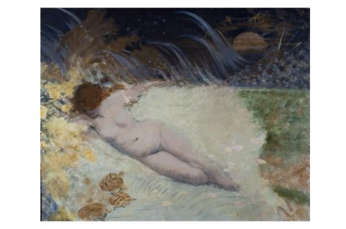 Ondina, nudo di donna disteso (dipinto) di De Nittis Giuseppe Gaetano (sec. XIX)
