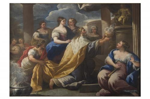 Salomone adora gli idoli (dipinto) di Solimena Francesco detto Abate Ciccio (scuola) (fine/ inizio secc. XVIII/ XIX)