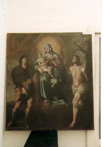Madonna con Bambino tra San Sebastiano e San Rocco (dipinto) - ambito Italia meridionale (prima metà sec. XVII)