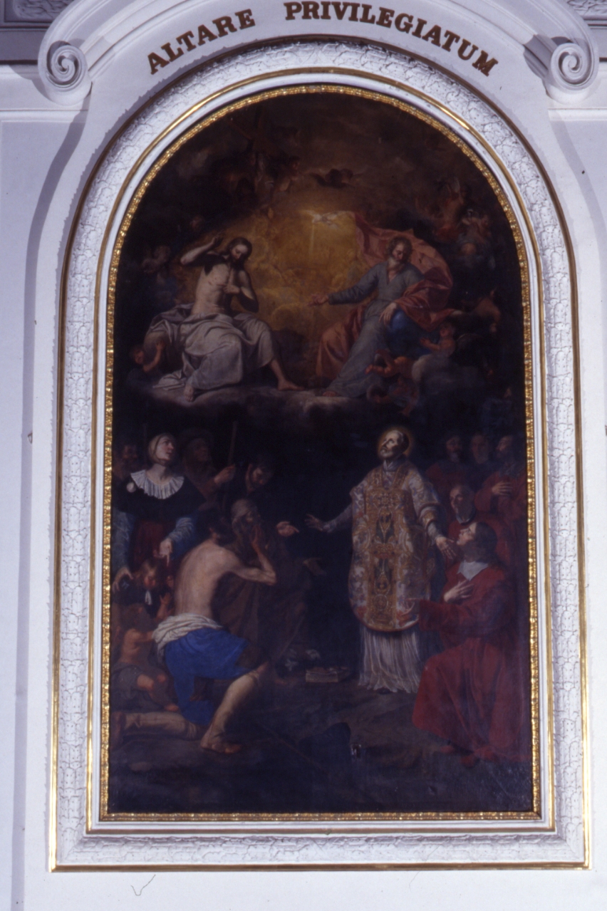 San Filippo Neri raccomanda alla Trinità i suoi confratelli (dipinto) di Palumbo Onofrio (sec. XVII)