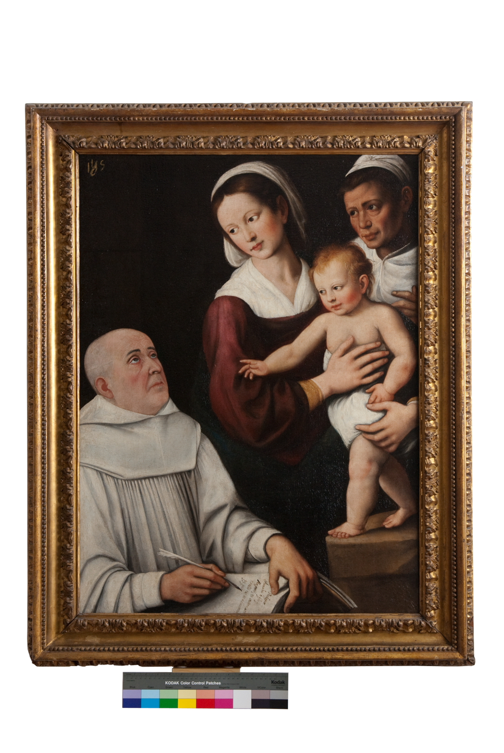 Madonna con Bambino e un monaco certosino (dipinto) di Santafede Fabrizio (cerchia) (fine sec. XVI)