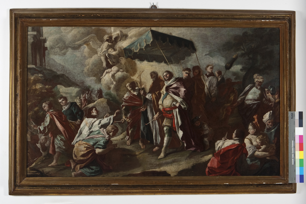 Ludovico II giunge a Montecassino (dipinto) di De Mura Francesco (sec. XVIII)