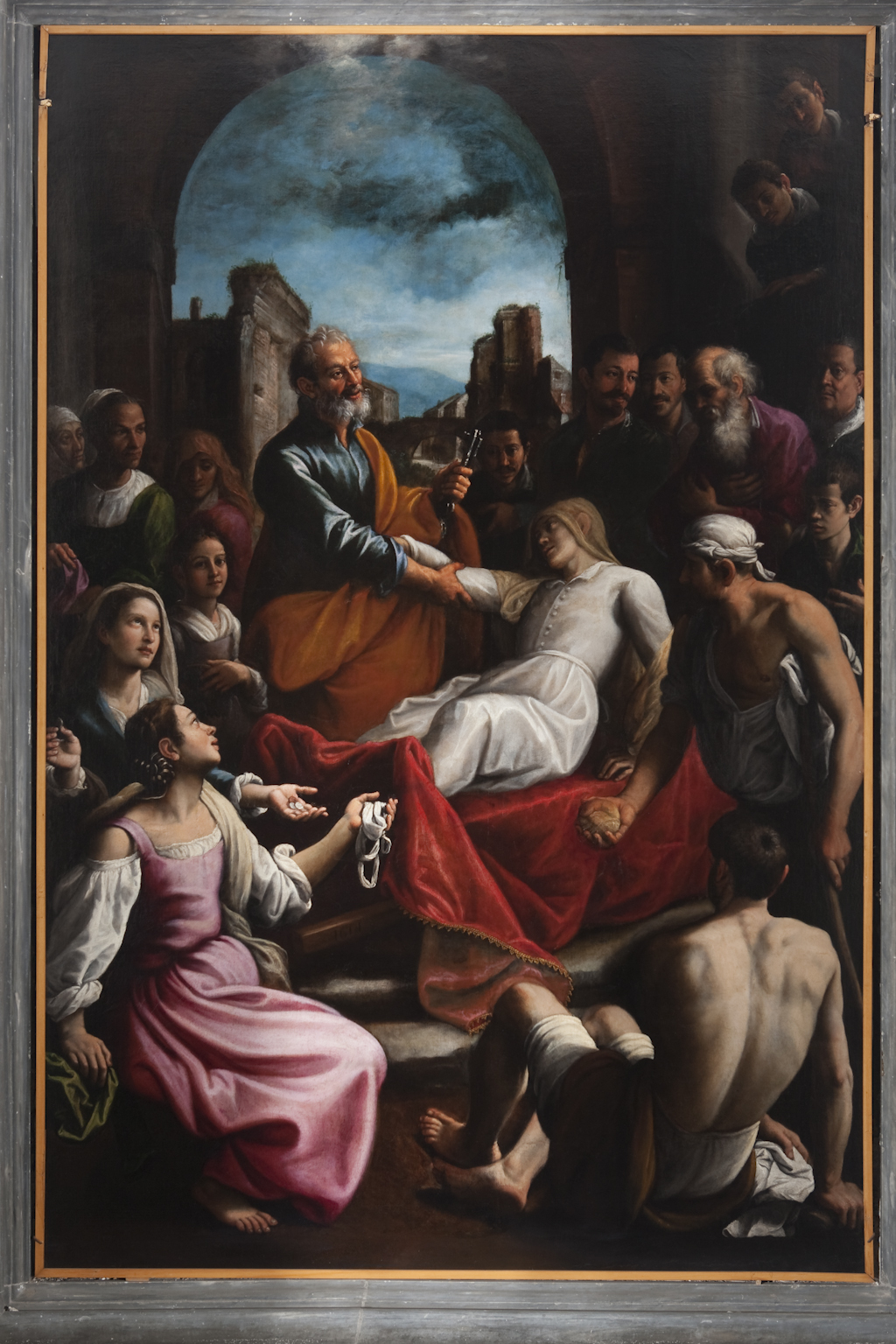 San Pietro resuscita la vedova Dorca (dipinto) di Santafede Fabrizio (primo quarto sec. XVII)