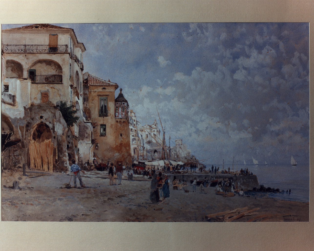 marina di Amalfi (dipinto) di Mancini Francesco detto Lord (sec. XIX)