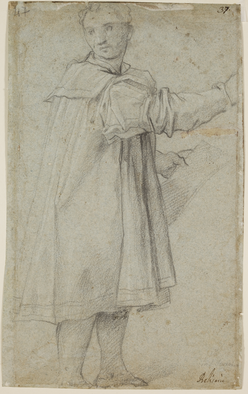 figura maschile (disegno) di Corenzio Belisario (secc. XVI/ XVII)