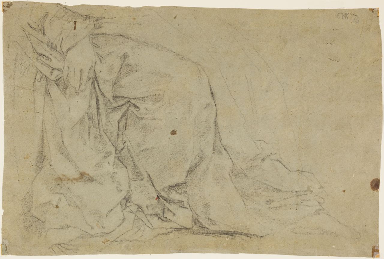 studio di figura panneggiata, studio di panneggio (disegno) di Reni Guido (secc. XVI/ XVII)