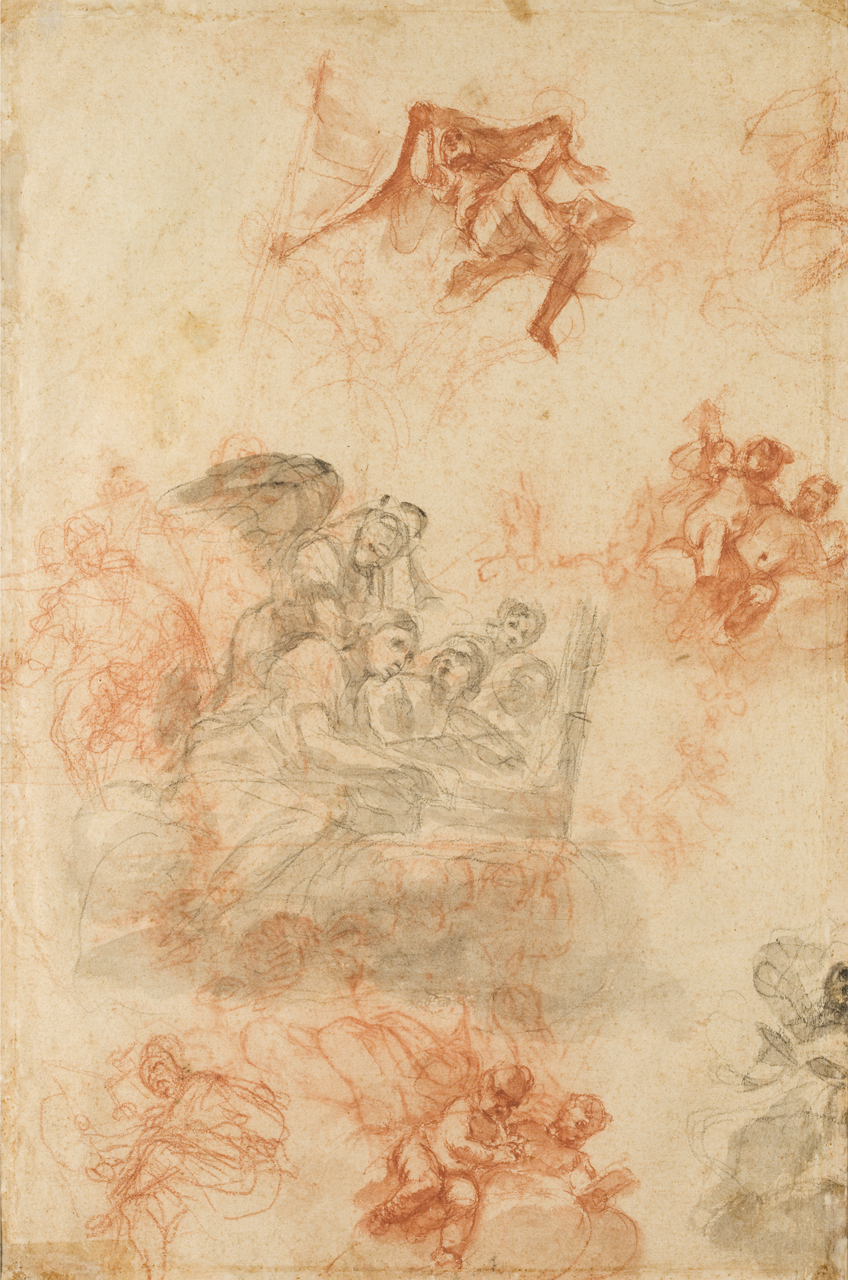 studio per gli affreschi della chiesa di S. Biagio a Modena, studio per gli affreschi della chiesa di S. Biagio a Modena (disegno) di Preti Mattia detto Cavalier Calabrese (metà sec. XVII)