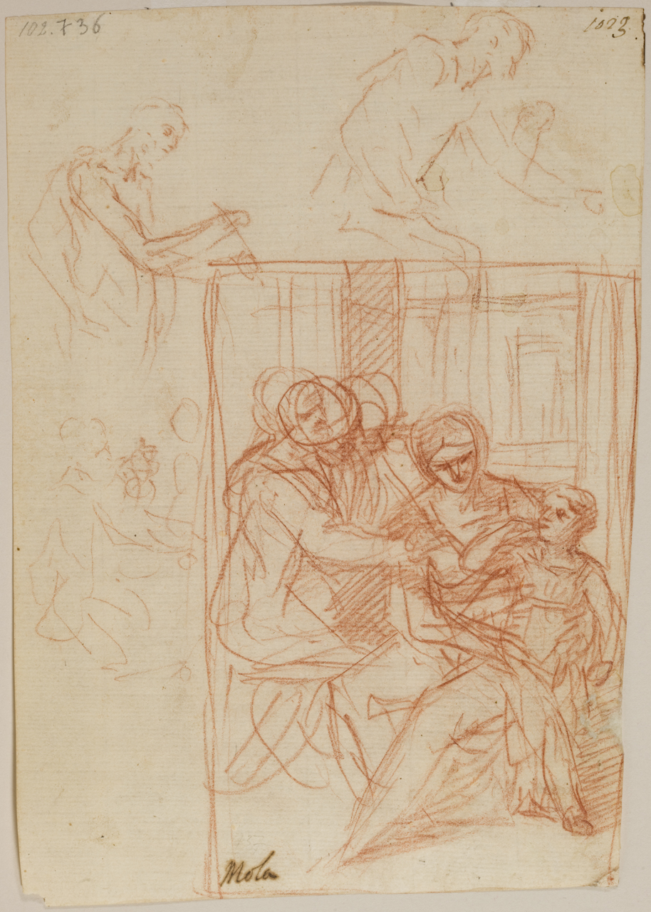 studio per educazione di Maria Vergine (disegno) di Cantarini Simone detto Pesarese (secondo quarto sec. XVII)