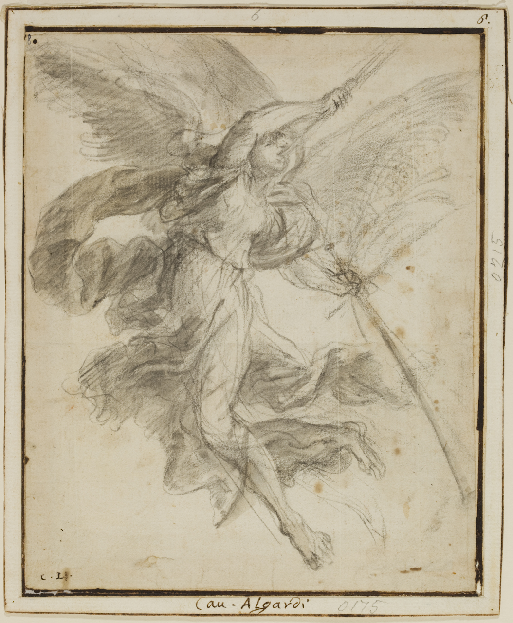 angelo musicante, angelo musicante (disegno) di Algardi Alessandro (sec. XVII)