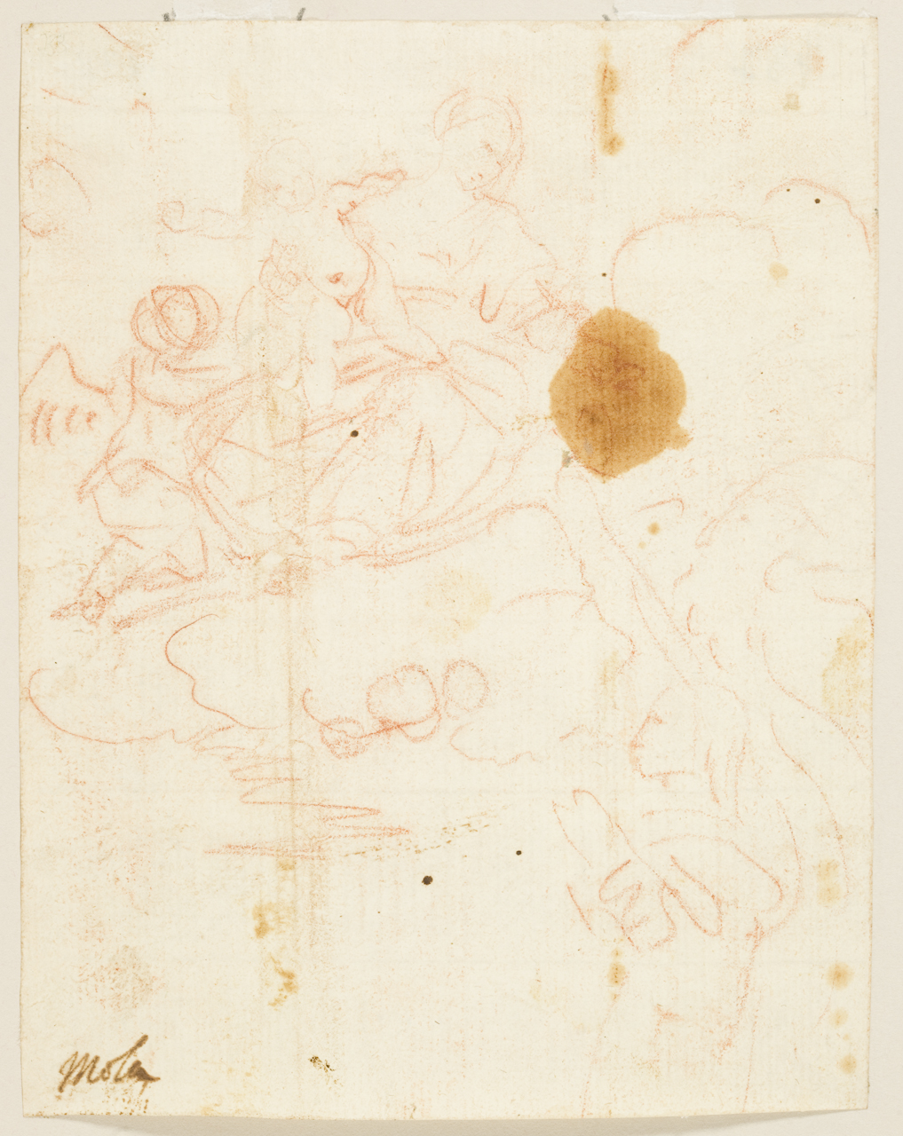Madonna con bambino (disegno) di Cantarini Simone detto Pesarese (sec. XVII)