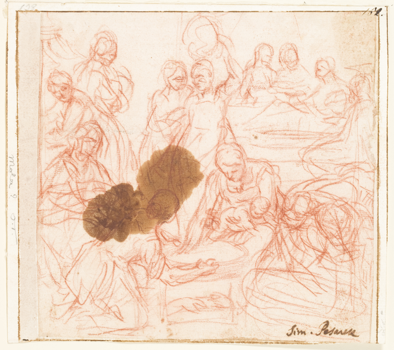 nascita di Maria Vergine (disegno) di Cantarini Simone detto Pesarese (sec. XVII)