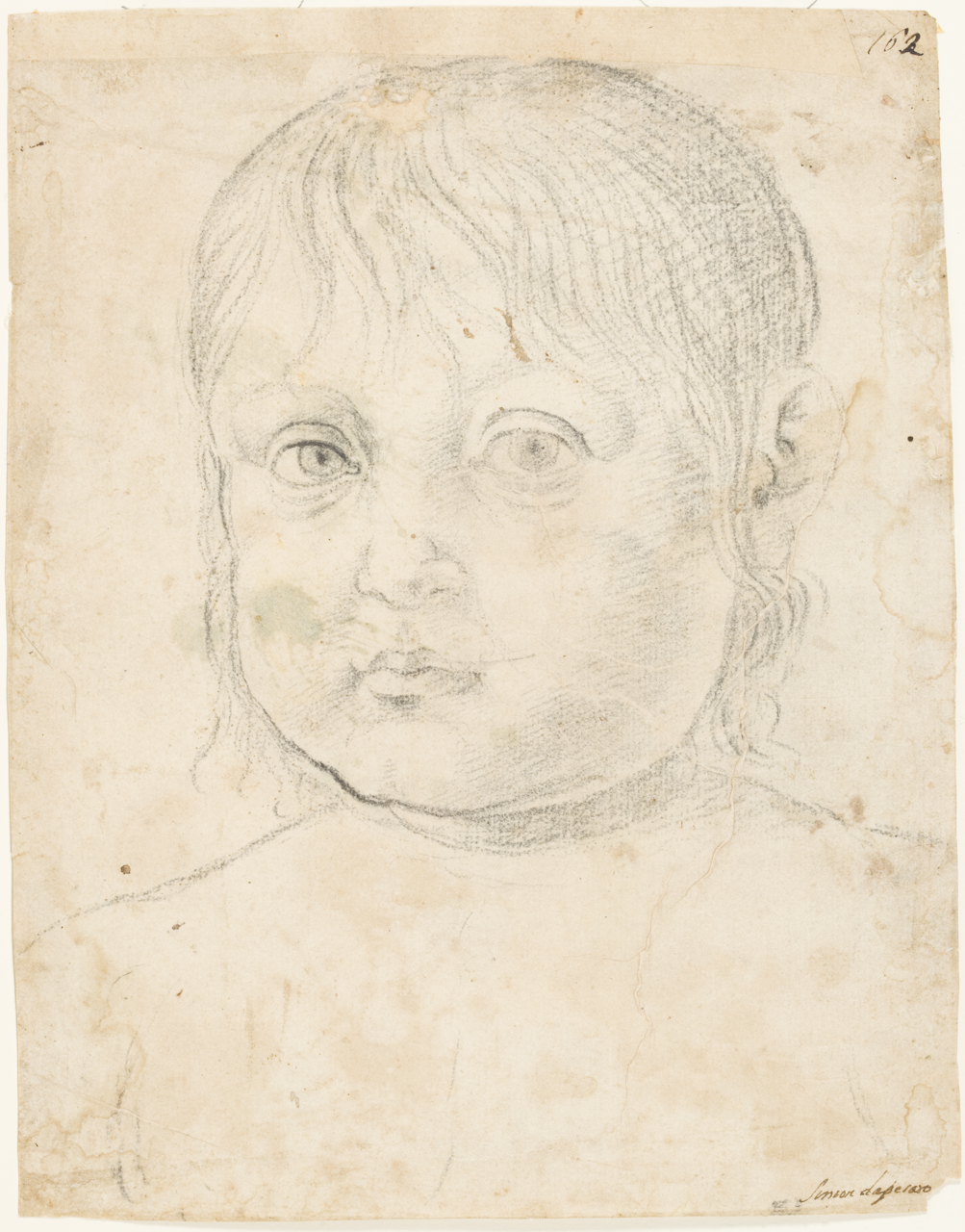 studio del viso di un bambino (disegno) di Cantarini Simone detto Pesarese (attribuito) (sec. XVII)