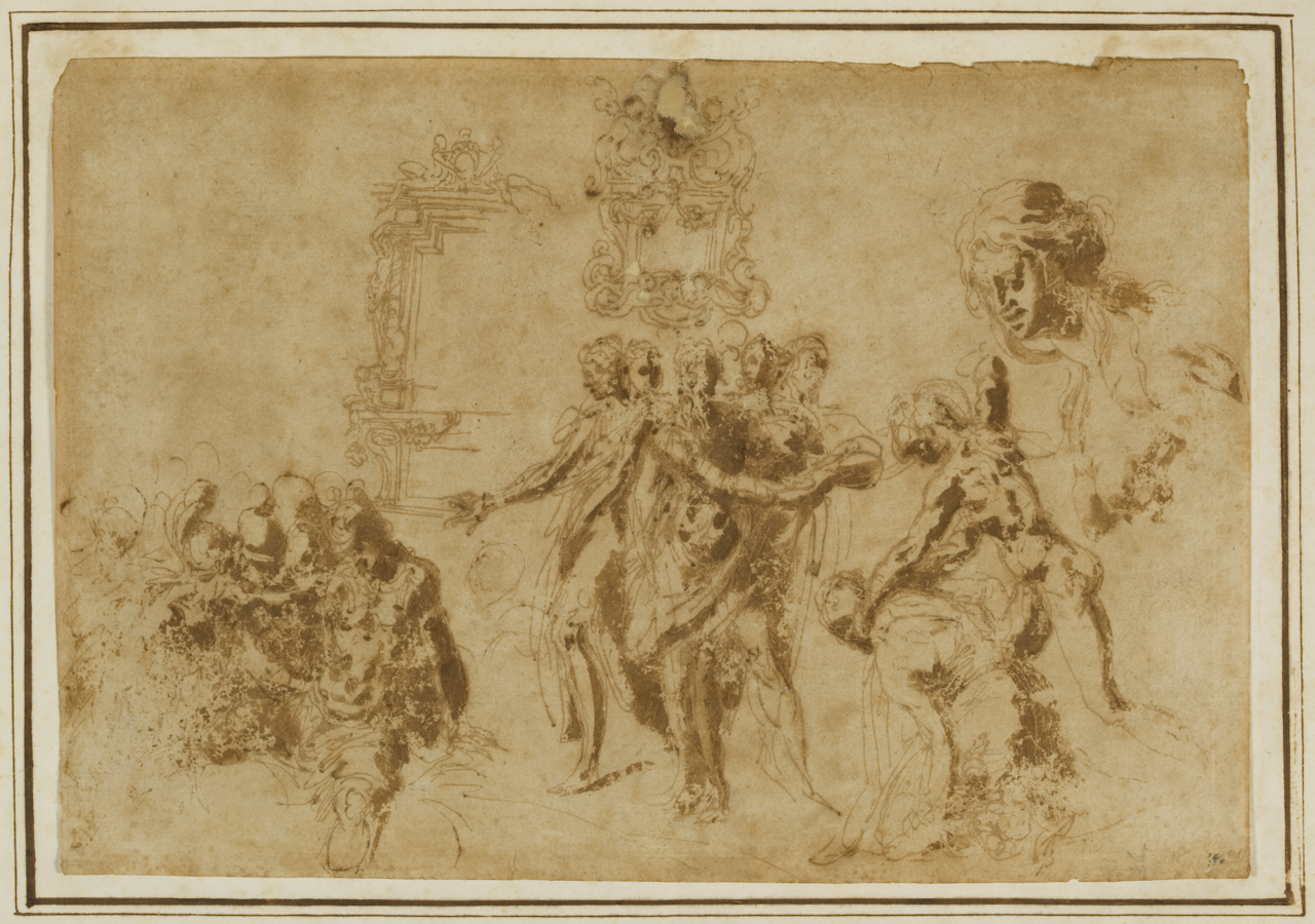 scena di decapitazione (disegno) di Zanguidi Jacopo detto Bertoja (sec. XVI)
