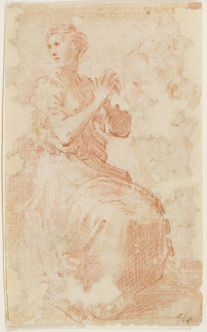 donna seduta (disegno) di Mazzola Francesco detto Parmigianino (sec. XVI)