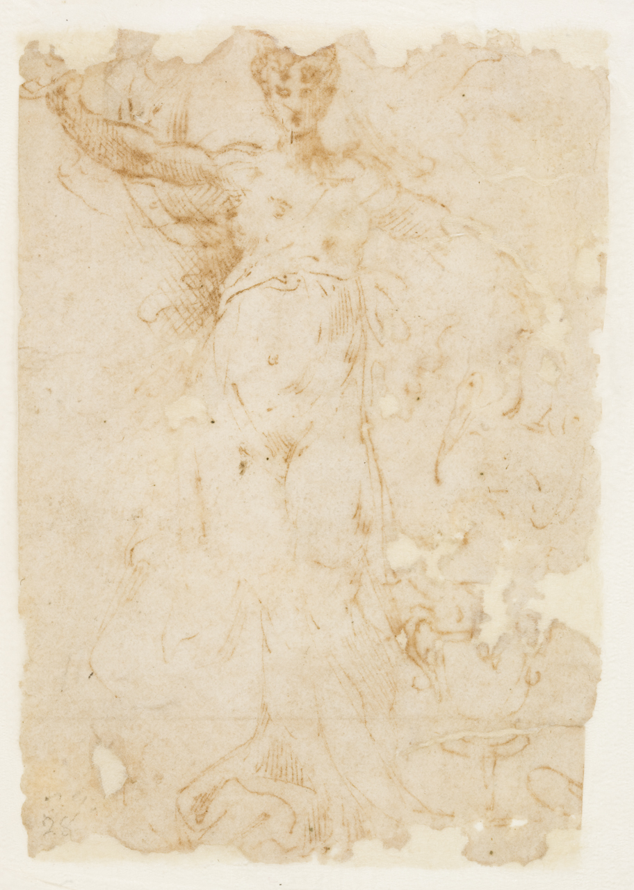 studio di figura allegorica femminile (disegno) di Mazzola Francesco detto Parmigianino (sec. XVI)